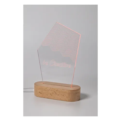 LED-es trófea, ötszög Woodify Fehér 
