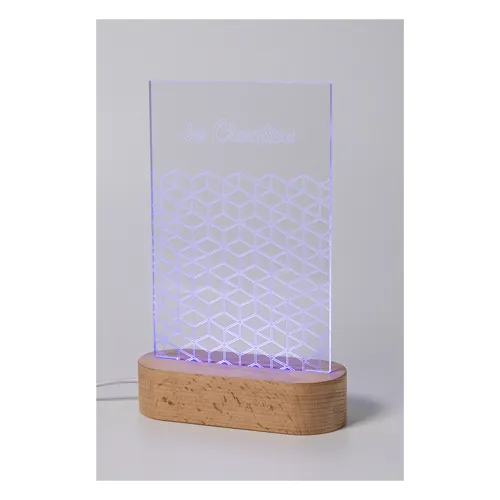 LED-es trófea, ötszög Woodify Fehér 