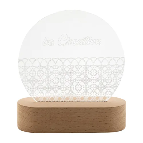 LED-es trófea, ötszög Woodify Fehér 