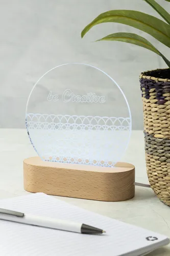 LED-es trófea, ötszög Woodify Fehér 