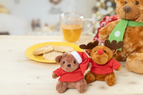 Plüss karácsonyi maci kulcstartó Julnalle Szines 