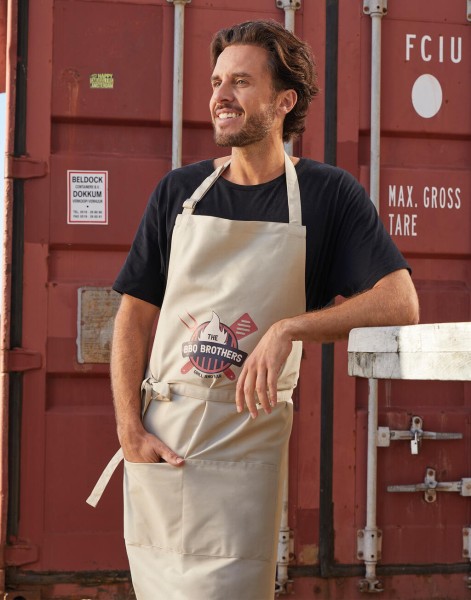 AMSTERDAM - Recycled Bib Apron with Pocket Piros 