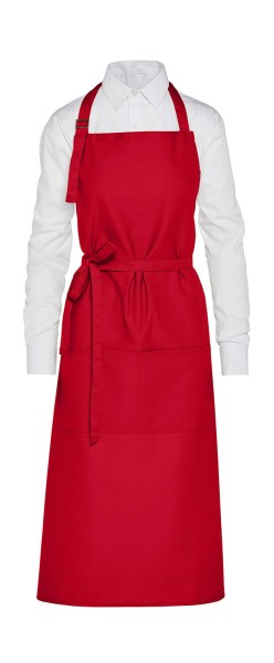 AMSTERDAM - Recycled Bib Apron with Pocket Piros 