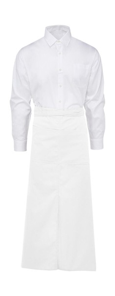 BERLIN Long Bistro Apron with Vent and Pocket Fehér 
