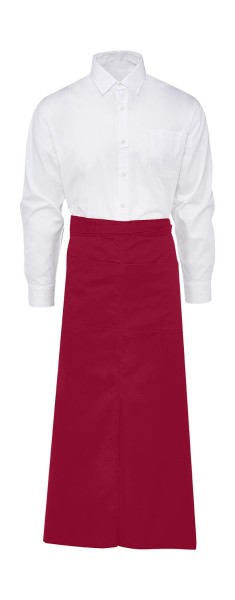 BERLIN Long Bistro Apron with Vent and Pocket Piros 