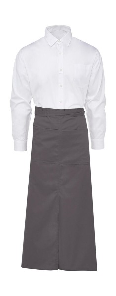 BERLIN Long Bistro Apron with Vent and Pocket Szürke 