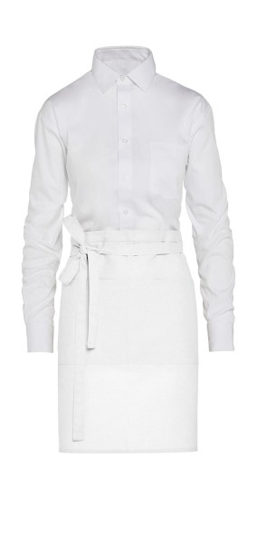BRUSSELS - Short Recycled Bistro Apron with Pocket Fehér 