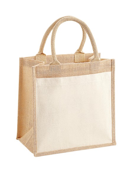 Cotton Pocket Jute Midi Tote  