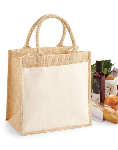 Cotton Pocket Jute Midi Tote  