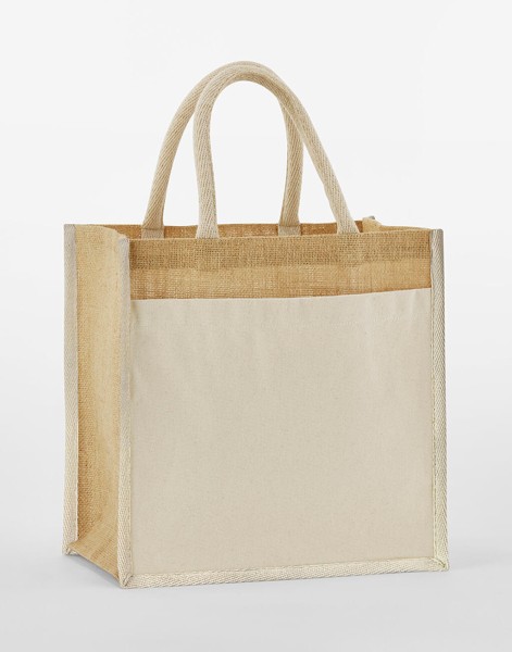 Cotton Pocket Natural Starched Jute Midi Tote  