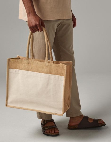 Cotton Pocket Natural Starched Jute Shopper  