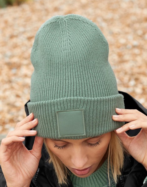 Deep Cuffed Tonal Patch Beanie  