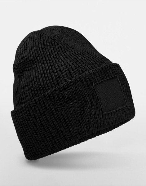 Deep Cuffed Tonal Patch Beanie  