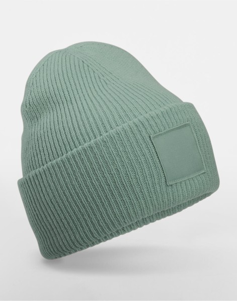 Deep Cuffed Tonal Patch Beanie  