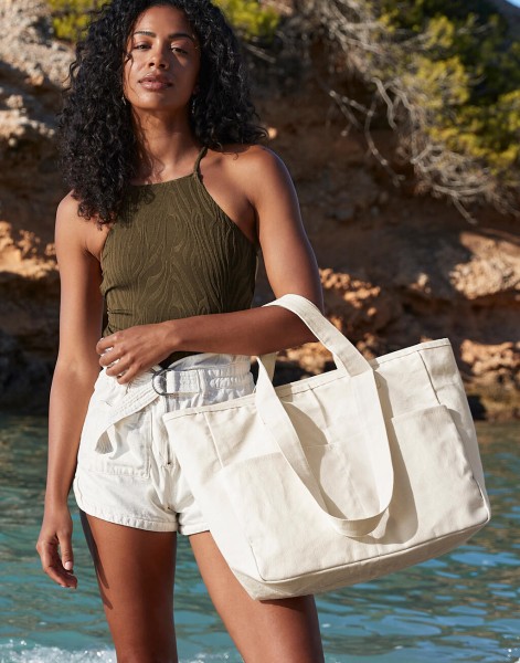 Double Handle Cargo Pocket Tote  