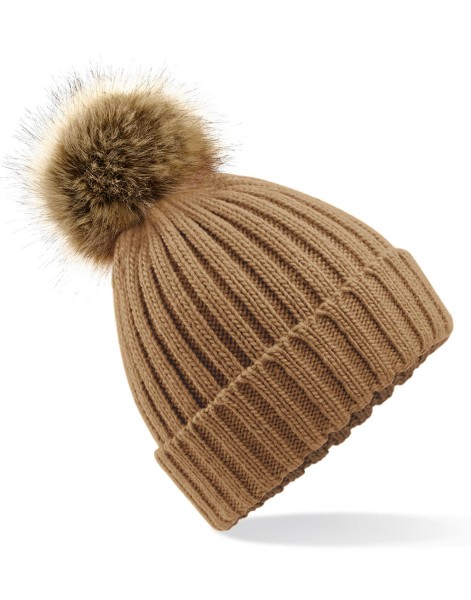 Fur Pop Pom Chunky Beanie  