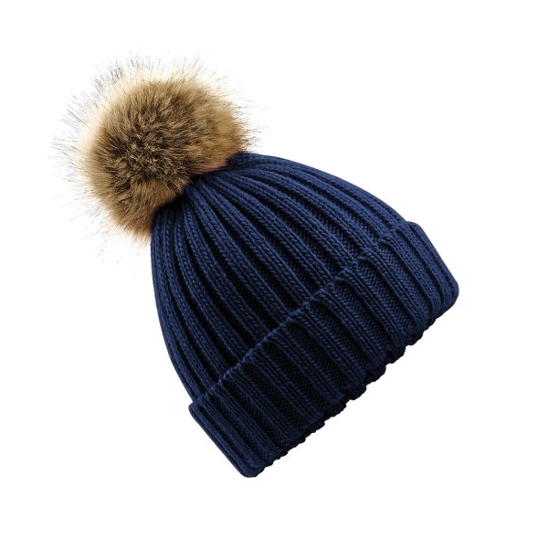 Fur Pop Pom Chunky Beanie  