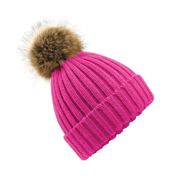 Fur Pop Pom Chunky Beanie  