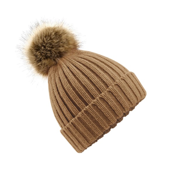Fur Pop Pom Chunky Beanie  
