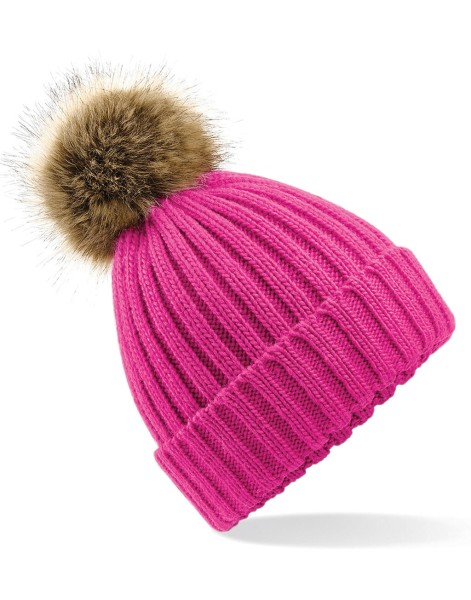 Fur Pop Pom Chunky Beanie  