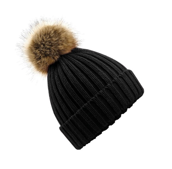 Fur Pop Pom Chunky Beanie  