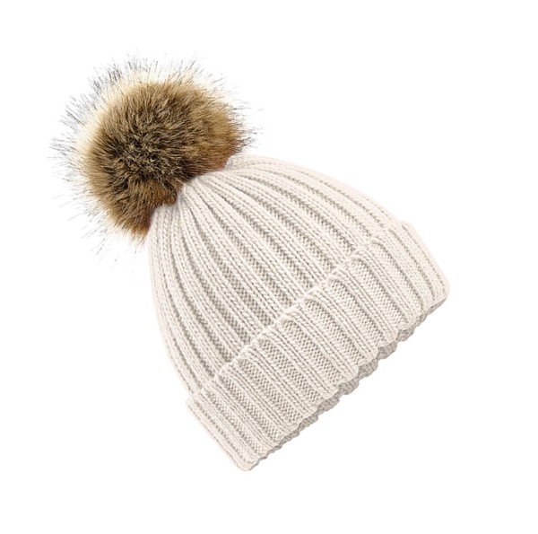 Fur Pop Pom Chunky Beanie  