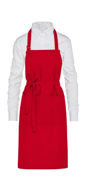 LISBON - Cotton Heavyweight Bib Apron with Pocket Piros 