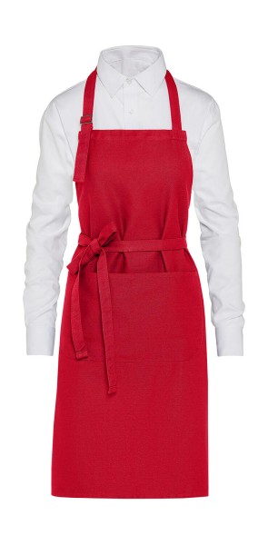 LISBON - Organic Heavyweight Bib Apron with Pocket Piros 