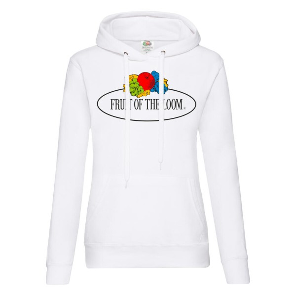 Ladies Vintage Hooded Sweat Large Logo Print Fehér 
