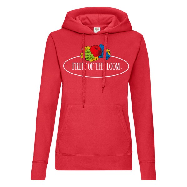 Ladies Vintage Hooded Sweat Large Logo Print Piros 