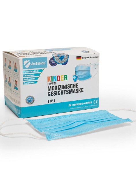 Medical face mask 3-ply Kids Kék 