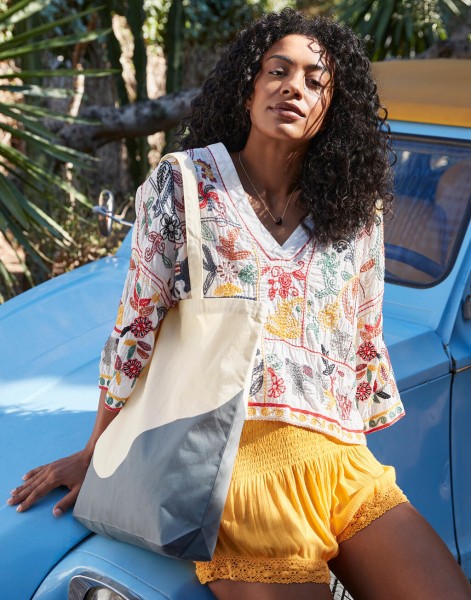 Organic Cotton Wave Print Maxi Tote  