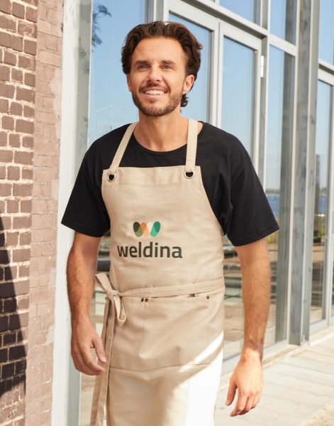 PROVENCE - Crossover Eyelets Bib Apron with Pocket  