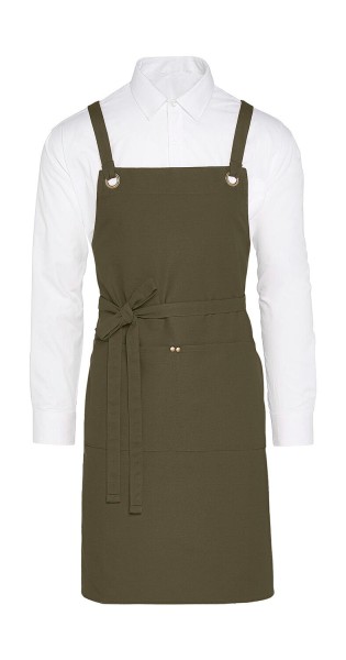 PROVENCE - Crossover Eyelets Bib Apron with Pocket  