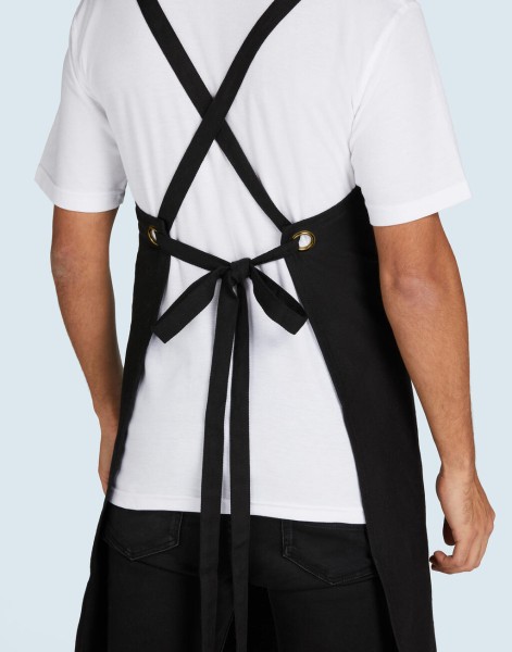 PROVENCE - Crossover Eyelets Bib Apron with Pocket  