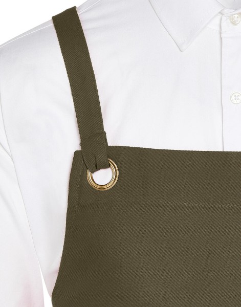 PROVENCE - Crossover Eyelets Bib Apron with Pocket  