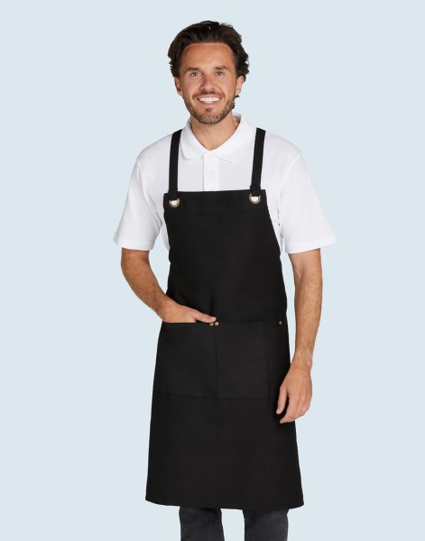 PROVENCE - Crossover Eyelets Bib Apron with Pocket  