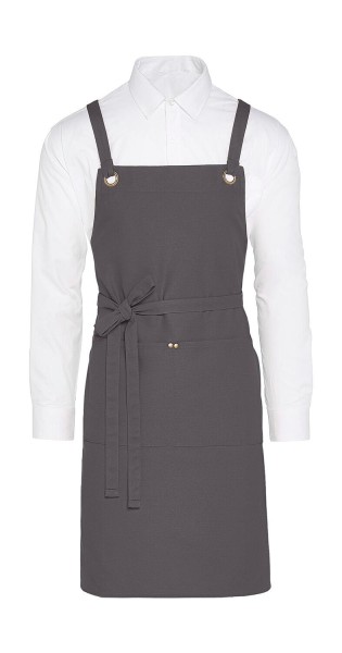 PROVENCE - Crossover Eyelets Bib Apron with Pocket Szürke 
