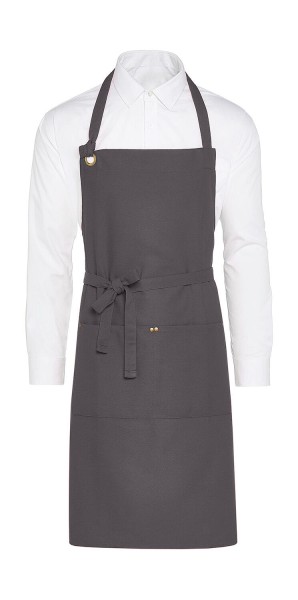 PROVENCE - Eyelet Bib Apron with Pocket Szürke 