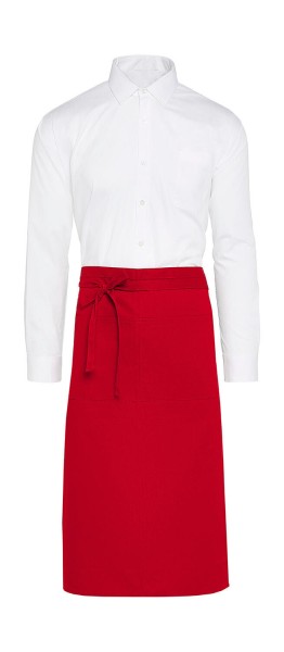 ROME - Medium Length Bistro Apron with Pocket Piros 
