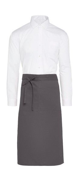 ROME - Medium Length Bistro Apron with Pocket Szürke 