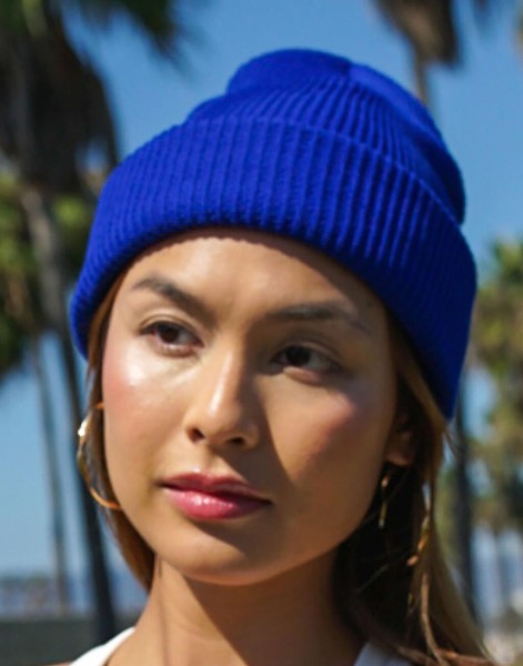 Recycled Yarn Ribbed Knit Beanie  