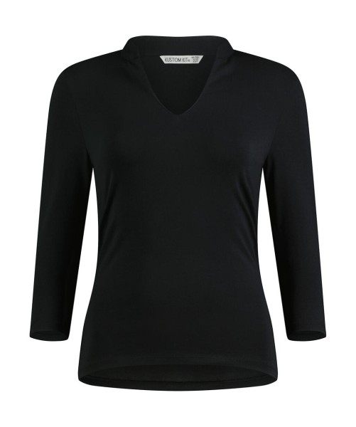 Regular Fit Mandarin Collar Top 3/4 Sleeve  