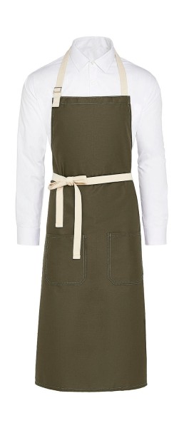 SANTORINI - Contrasted Bib Apron with Pocket  