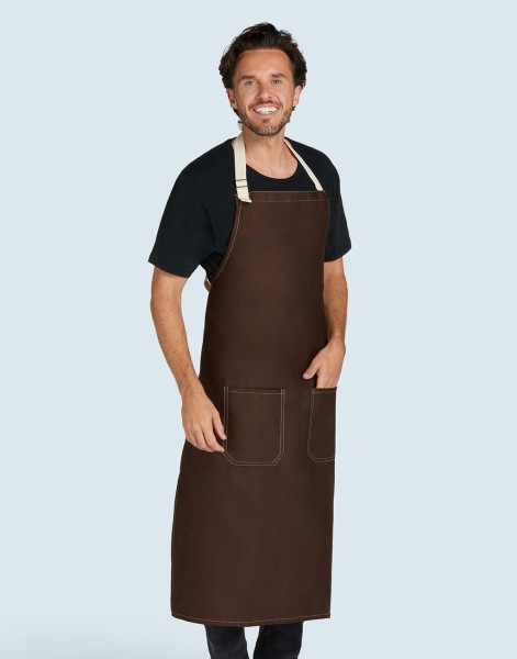 SANTORINI - Contrasted Bib Apron with Pocket  