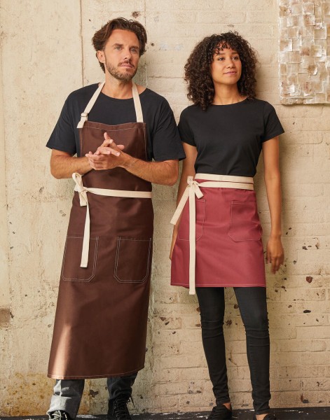 SANTORINI - Contrasted Bib Apron with Pocket  