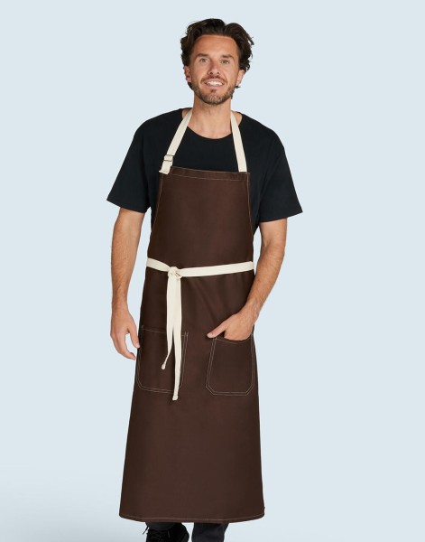 SANTORINI - Contrasted Bib Apron with Pocket  