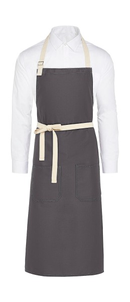 SANTORINI - Contrasted Bib Apron with Pocket Szürke 