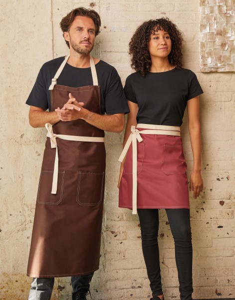 SANTORINI - Contrasted Bistro Apron with Pocket  