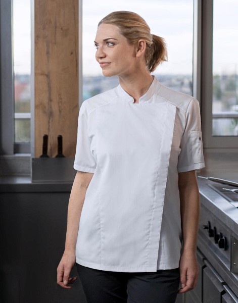 Short-Sleeve Ladies` Chef Jacket Modern-Look  